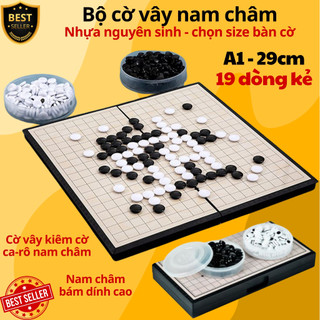 Cờ vây nam châm A1 kiêm cờ caro cao cấp, có bàn là hộp đựng rộng 29cm 19 dòng kẻ 301 quân - Hàng chính hãng D Danido
