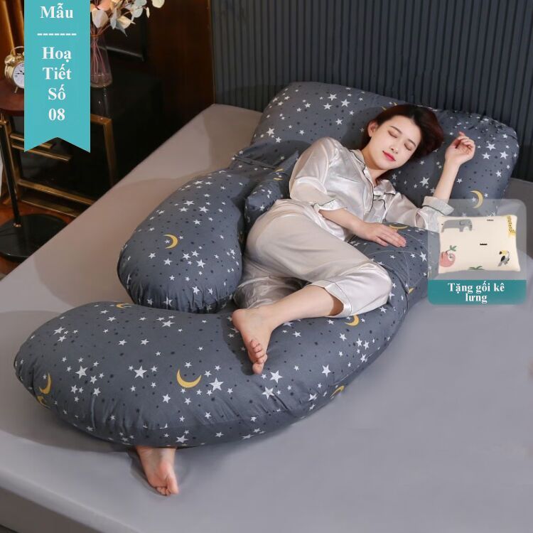 Gối bầu-gối hạt đậu loại có hoạ tiết  (phần lót có khoá điều chỉnh bông) size nhỏ dành cho người VN