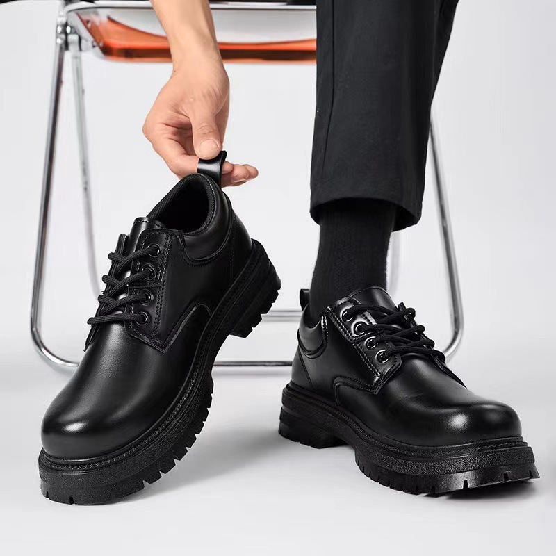 Giày Boots Combat Nam Dr. Da Trơn Jego full đen bct04