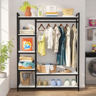 [Kệ quần áo kho xưởng] Kệ treo, giá treo quần áo kèm kệ để đồ khung sắt mặt gỗ bền chắc, đa năng, tiện lợi VNH-507