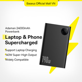 (Quà) Baseus Pin Sạc Dự Phòng 140W 24000mah 3 Cổng Tiện Dụng Điện Thoại Máy Tính cho i15 Pro Max Sổ Tay Máy Tính Bảng