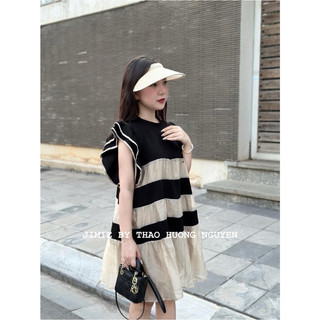 Váy babydoll cánh tiên cotton phối tơ siêu xinh