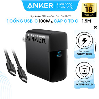 Sạc Anker 317 100W kèm Cáp C to C - Dài 1.5m - B2672