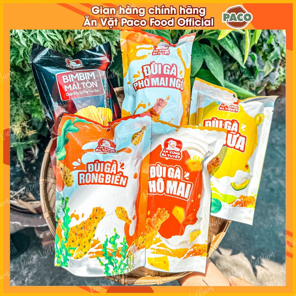 SNACK BIM BIM ĐÙI GÀ ĂN CÙNG BÀ TUYẾT PHÔ MAI NGÔ/PHÔ MAI/BƠ SỮA/ MÁI TÔN/RONG BIỂN GÓI 52g
