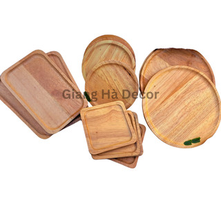 Khay gỗ lót ly chữ nhật đĩa dĩa gỗ tròn