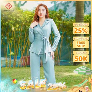 Set bộ đồ áo Vest nữ quần ống rộng cao cấp SJ829 - Phong Cách SAIGON