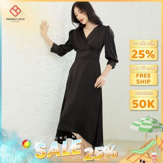 Đầm công sở cổ v tay lỡ SD1366 - Phong Cách SAIGON