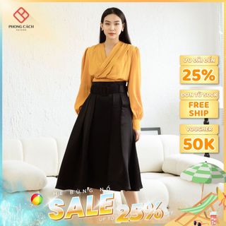 Chân váy xoè xếp ly có túi hông SV1370 Phong Cách SaiGon