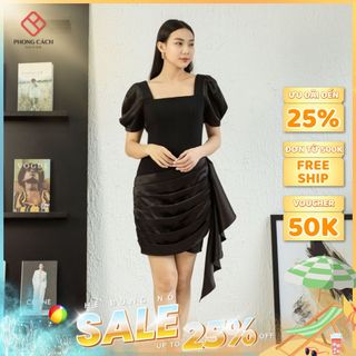 Đầm body cổ U phối bèo sang trọng SD1380 - Phong Cách SAIGON
