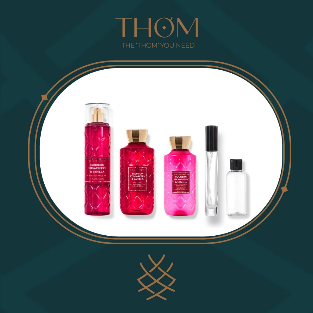 [5ML 10ML 33ML] BOURBON STRAWBERRY & VANILLA | Sản Phẩm Tắm Dưỡng Xịt Thơm Toàn Thân Bath & Body Wor