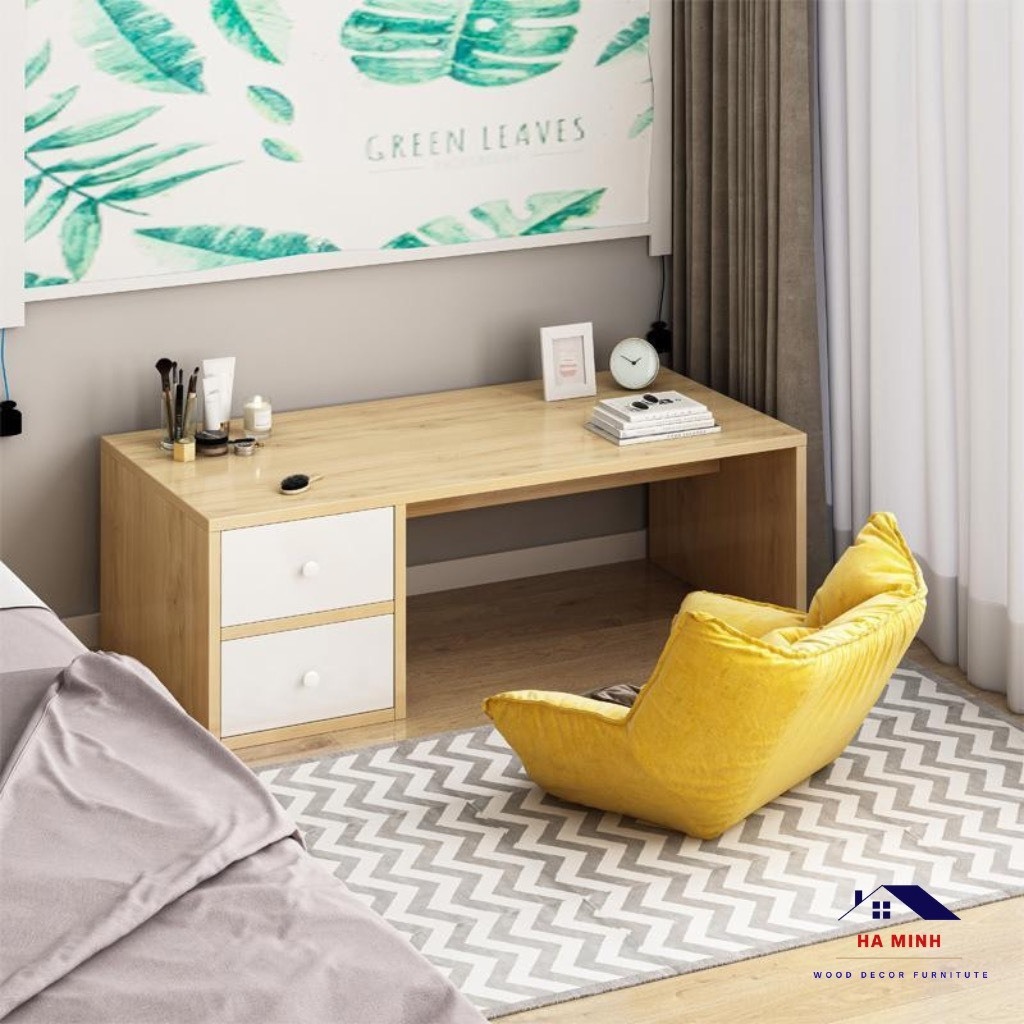 Bàn trang điểm bệt có ngăn kéo chất liệu gỗ MDF phủ Melamine cao cấp của nội thất Zezadecor | BigBuy360 - bigbuy360.vn