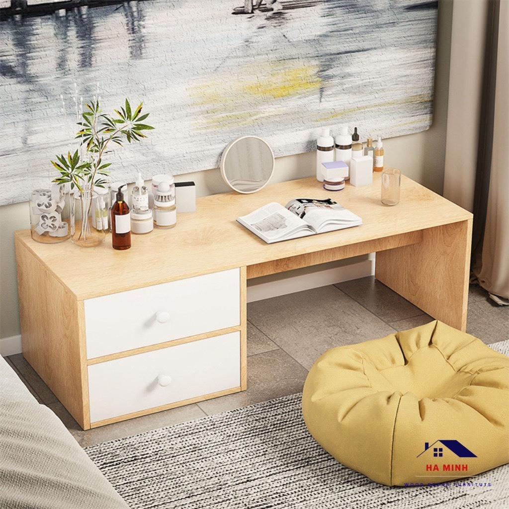 Bàn trang điểm bệt có ngăn kéo chất liệu gỗ MDF phủ Melamine cao cấp của nội thất Zezadecor | BigBuy360 - bigbuy360.vn