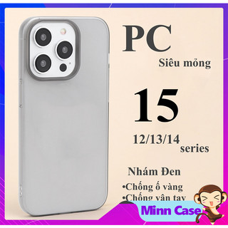 Ốp lưng điện thoại PC cứng siêu mỏng màu nhám đen chống vân tay trong suốt cho 15 14 13 Pro MAX 14 Plus 12 Pro MinnCase
