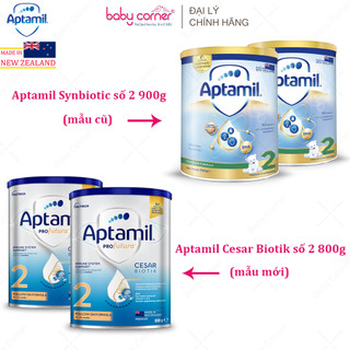 Combo 2 hộp sữa bột aptamil new zealand số 2 cesar biotik 800g, sybiotic 900g cho bé