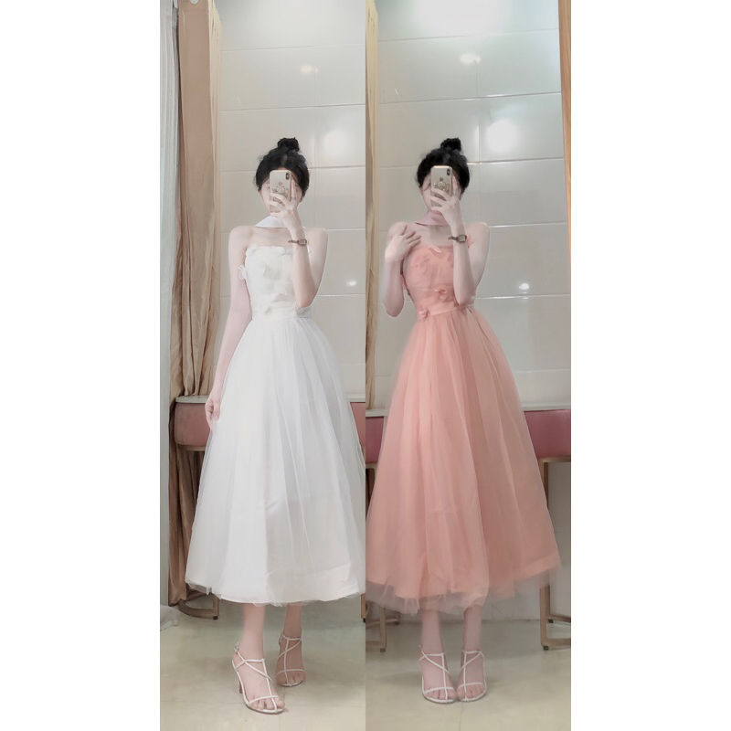 váy lưới cúp phối đáy cổ 3 lớp