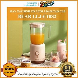 [Giao ngay + Chính hãng ] Máy xay sinh tố , ăn dặm cho bé , xay tiêu tỏi ớt BEAR LLJ-C10S2 2 cối 2 dao , BH 12 tháng
