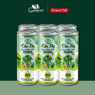 1 Lốc (6 Lon) - Nước cần tây thạch nha đam hương dứa Goce.vn - 240ml