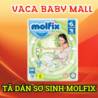 Tã dán sơ sinh Molfix thiên nhiên dành cho bé dưới 5kg size NB70+6 miếng