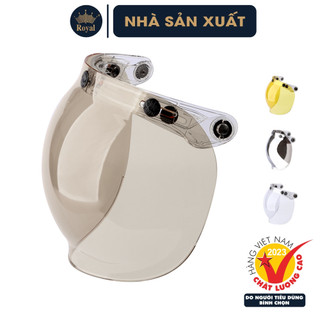 Kính mũ bảo hiểm bo gương Royal gắn nón bảo hiểm 3/4 có nút bấm