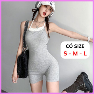 Jumpsuit Hai Dây SẴN MÚT NGỰC RANSHI Phối Cổ Yếm Viền Trắng Mặc Đi Chơi Đi Tập Gym Chất Tăm Lạnh Thoáng Mát - RBS037