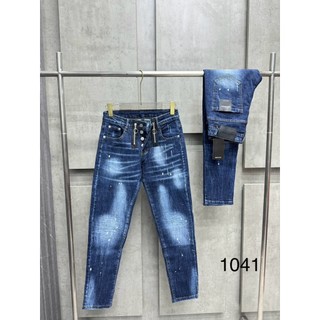 Quần jean bò nam xanh vảy sơn mix 2 khóa dọc chất liệu co giãn, quần bò mix khóa bản cao cấp thời trang nam