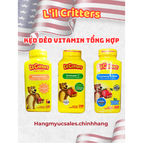 Kẹo Dẻo Bổ Sung Vitamin Gấu L'il Critters Gummy Vites, OMEGA-3, Vitamin D3 Cho Trẻ Từ 2 Tuổi của Mỹ