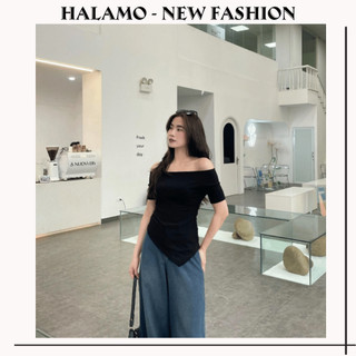 Áo Trễ Vai Bigsize Cổ Thuyền Vạt Nhọn HALAMO, Áo Lệch Vai Tay Ngắn Chất Liệu Thun Tăm AC20