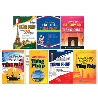 Combo sách học tiếng pháp cho người mới bắt đầu + tự học tiếng pháp + cách sử dụng các thì +động từ bất quy tắc