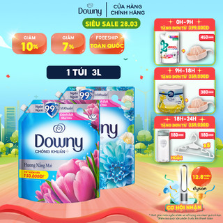 Nước Xả Vải DOWNY Tinh Dầu Thiên Nhiên/Nước Hoa Cao Cấp Túi 3l Hương Nắng Mai/ Huyền Bí/ Đam Mê/ Dịu Nhẹ