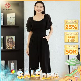 Jumpsuit thiết kế tay cánh tiên phối đá SJ1170 Phong Cách SAIGON