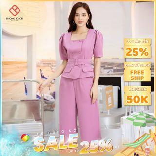Set bộ quần dài áo cổ U SJ1164 Phong Cách SAIGON