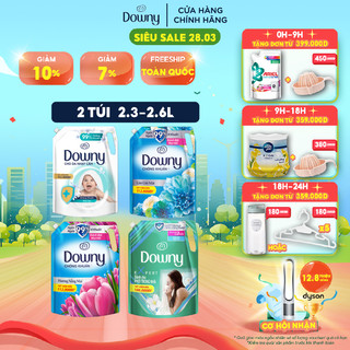 Combo 2 Nước Xả Vải DOWNY Nhiều Mùi Hương Túi 2.3l- 2.6l Hương Làn Gió Mát/ Hương Nắng Mai/ Dịu Nhẹ