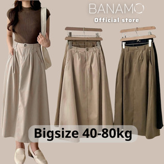 Chân váy Bigsize Banamo Fashion chân váy kaki dáng dài cạp cao cài khuy có chun sau 587