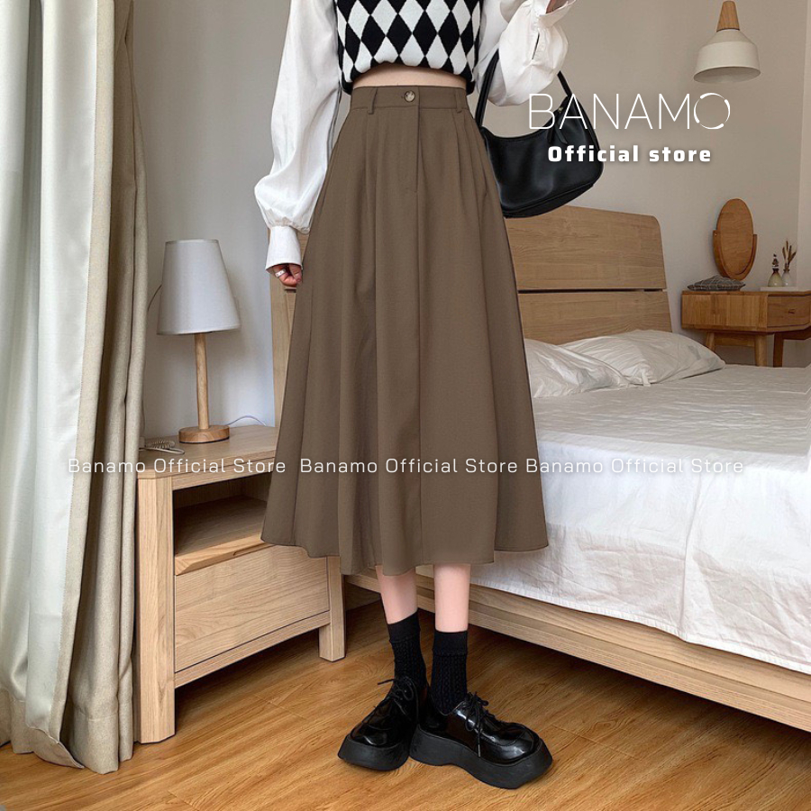 Chân váy Bigsize Banamo Fashion chân váy kaki dáng dài cạp cao cài khuy có chun sau 587 | BigBuy360 - bigbuy360.vn