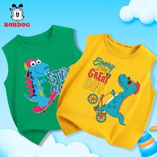 BST áo ba lỗ bé trai BOBDOG 2024, áo 3 lỗ chất cotton in hình khủng long cute  cho bé