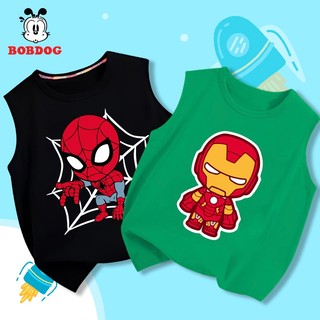 BST áo ba lỗ bé trai BOBDOG 2024, áo 3 lỗ chất cotton in hình người nhện người sắt cute cho bé