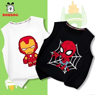 Áo sát nách bé trai BOBDOG áo trẻ em vải cotton mềm mịn in hình người nhện người sắt cho bé