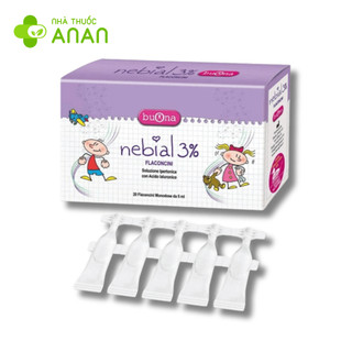 Buona Nebianax 3% - Dung dịch muối ưu trương nhỏ mũi làm loãng dịch nhầy ở mũi (20 ống) nhập khẩu Italy