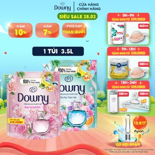 Nước Xả Vải DOWNY Tinh Dầu Thiên Nhiên Cao Cấp Túi 3.5l Hương Bung Tỏa Hạnh Phúc/ Đóa Hoa Ngọt Ngào