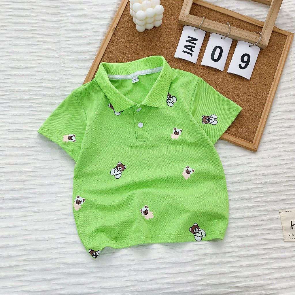 Áo Polo Cổ Kẻ cho bé Chất cotton cao cấp, áo phông cộc tay bé trai có cổ họa tiết trơn - BAOBAO KIDS