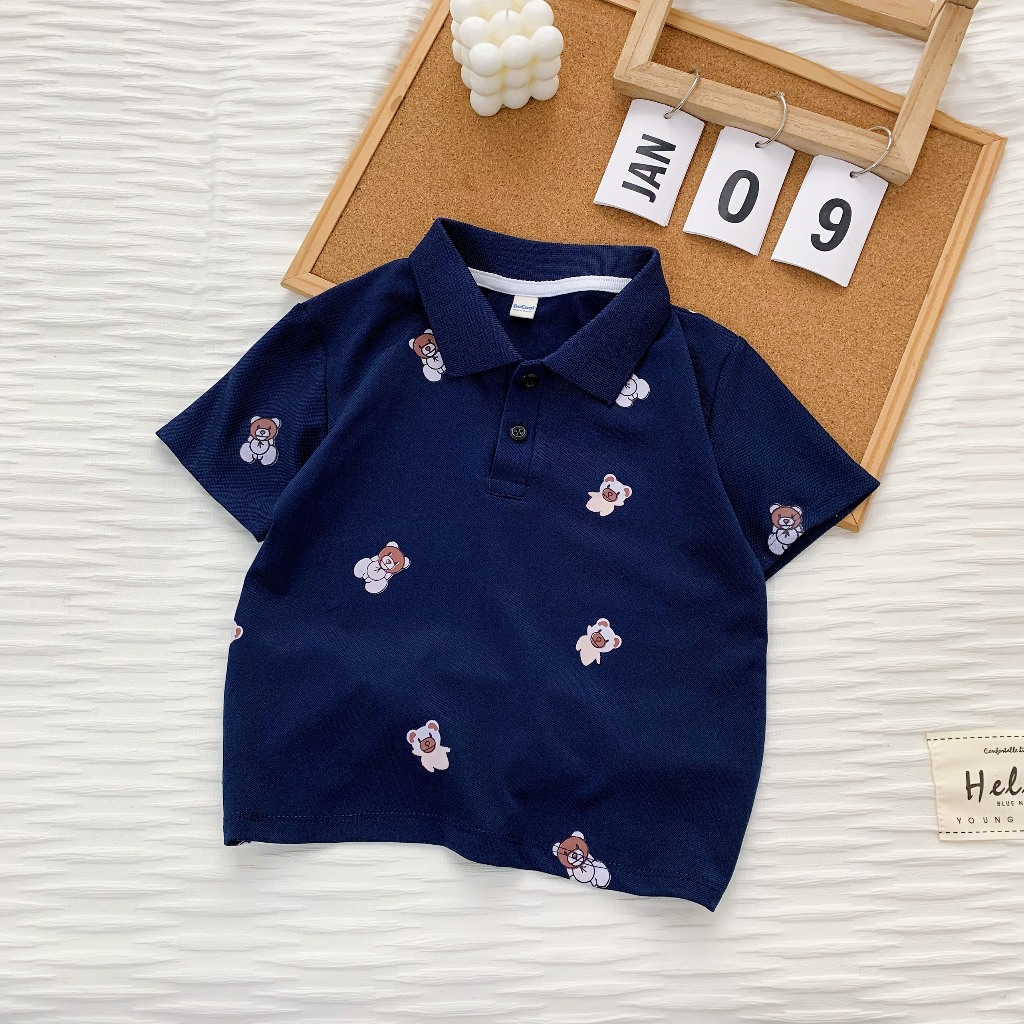 Áo Polo Cổ Kẻ cho bé Chất cotton cao cấp, áo phông cộc tay bé trai có cổ họa tiết trơn - BAOBAO KIDS