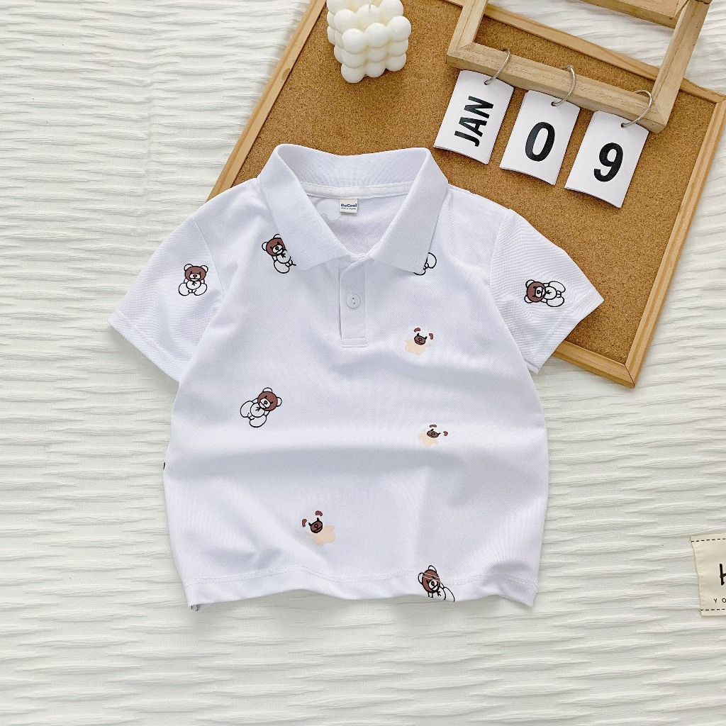 Áo Polo Cổ Kẻ cho bé Chất cotton cao cấp, áo phông cộc tay bé trai có cổ họa tiết trơn - BAOBAO KIDS