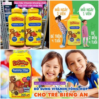 ❤️ [Q.3] [7/25] Kẹo Dẻo Gấu Multi Vitamin L'il Critters Gummy Vites Trẻ Em 300 viên Mỹ cải thiện biếng ăn tăng đề kháng