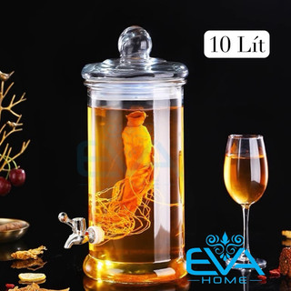 Bình Ngâm Thủy Tinh 10 Lít Có Van Dáng Trụ Thân Trơn – TT10LV