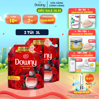 Combo 2 Túi Nước Xả Vải Downy Tinh Dầu Thiên Nhiên Hương Đam Mê 3L/túi