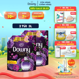 Combo 2 Túi Nước Xả Vải Downy Tinh Dầu Thiên Nhiên Hương Huyền Bí 3L/túi