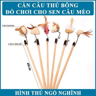 Đồ chơi cần câu gỗ cho mèo vờn