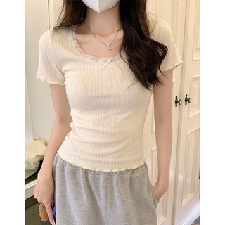 Áo baby tee - Áo croptop phối ren dễ thương dịu dàng l