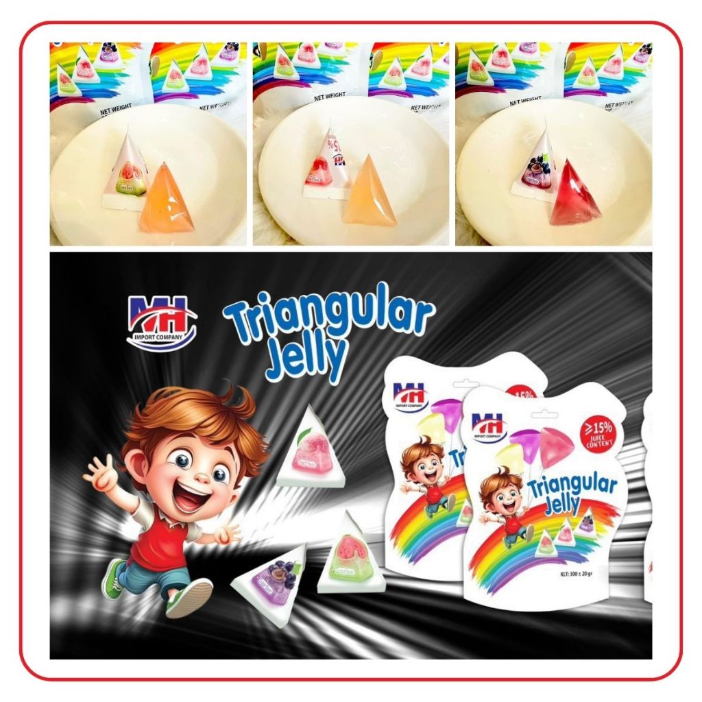 Kẹo Thạch Tam Giác Trái Cây Mix Vị MH - Gói 300g