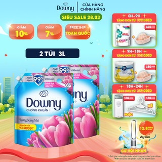 Combo 2 Túi Nước Xả Vải Downy Tinh Dầu Thiên Nhiên Hương Nắng Mai 3L/túi